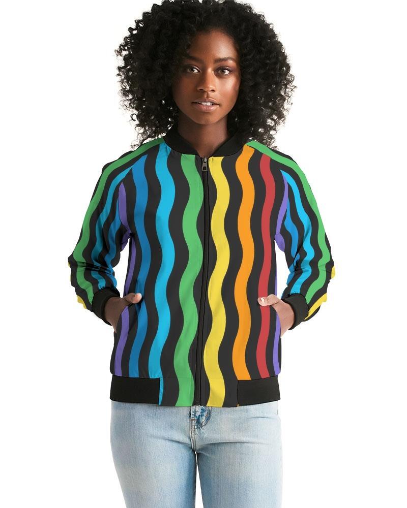 Rainbow Stripe Style, Womens Bomber Jacket