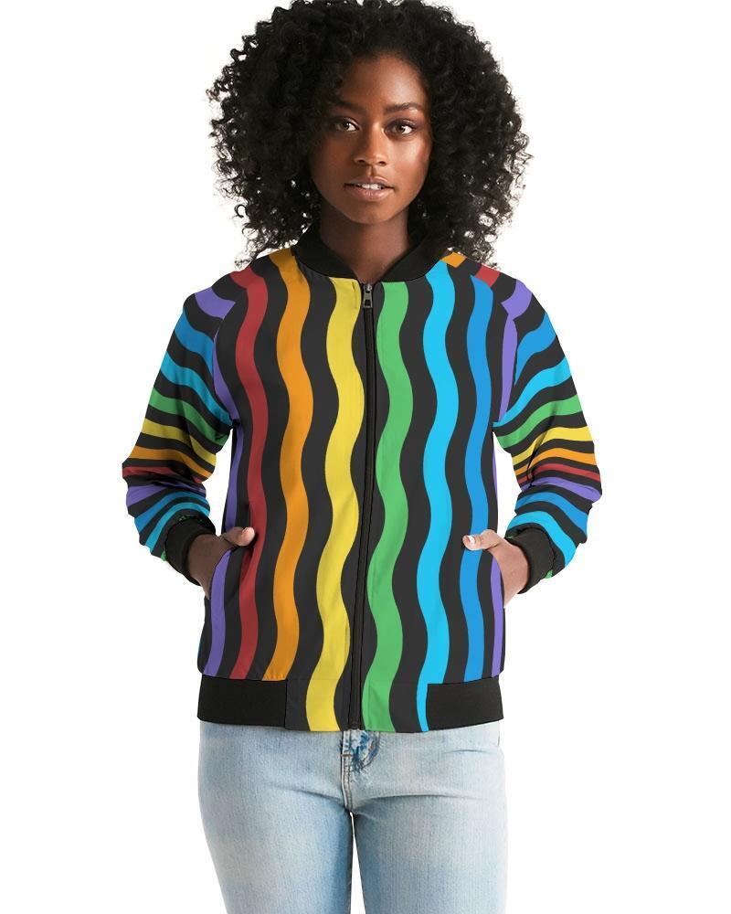 Rainbow Stripe Style, Classic Womens Bomber Jacket