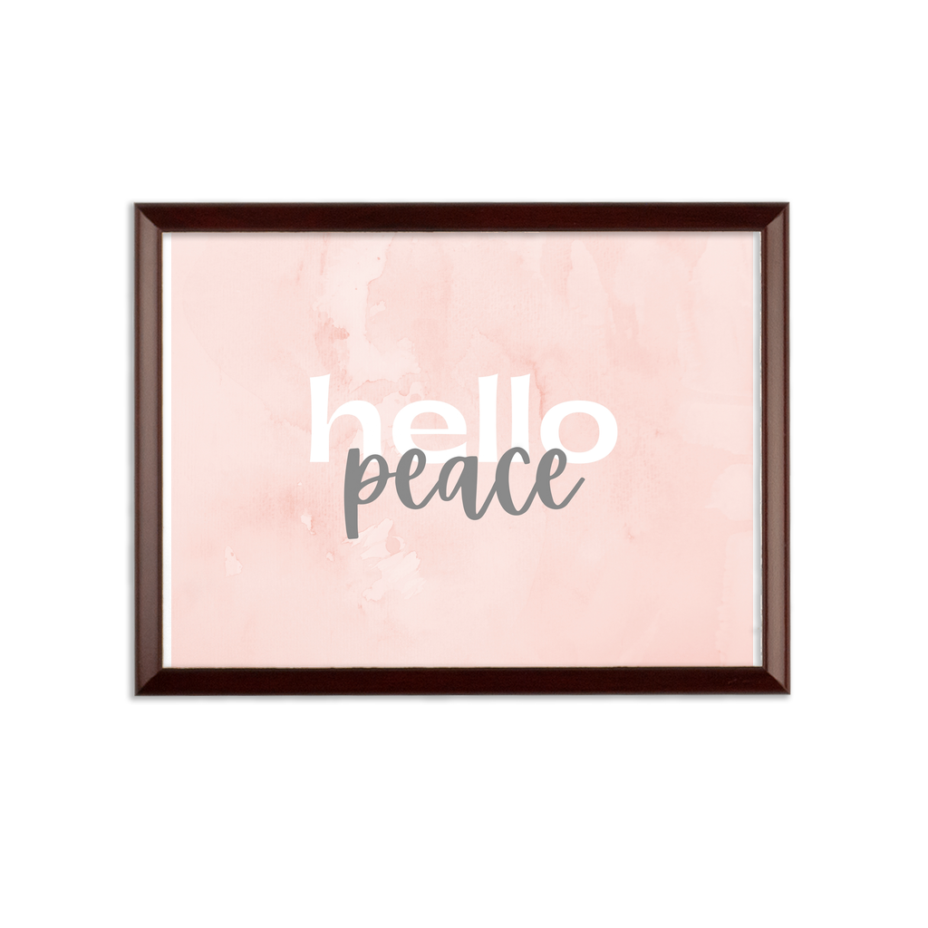 Decorative Wall Art - Peach Marble Hello Peace Graphic Plaque