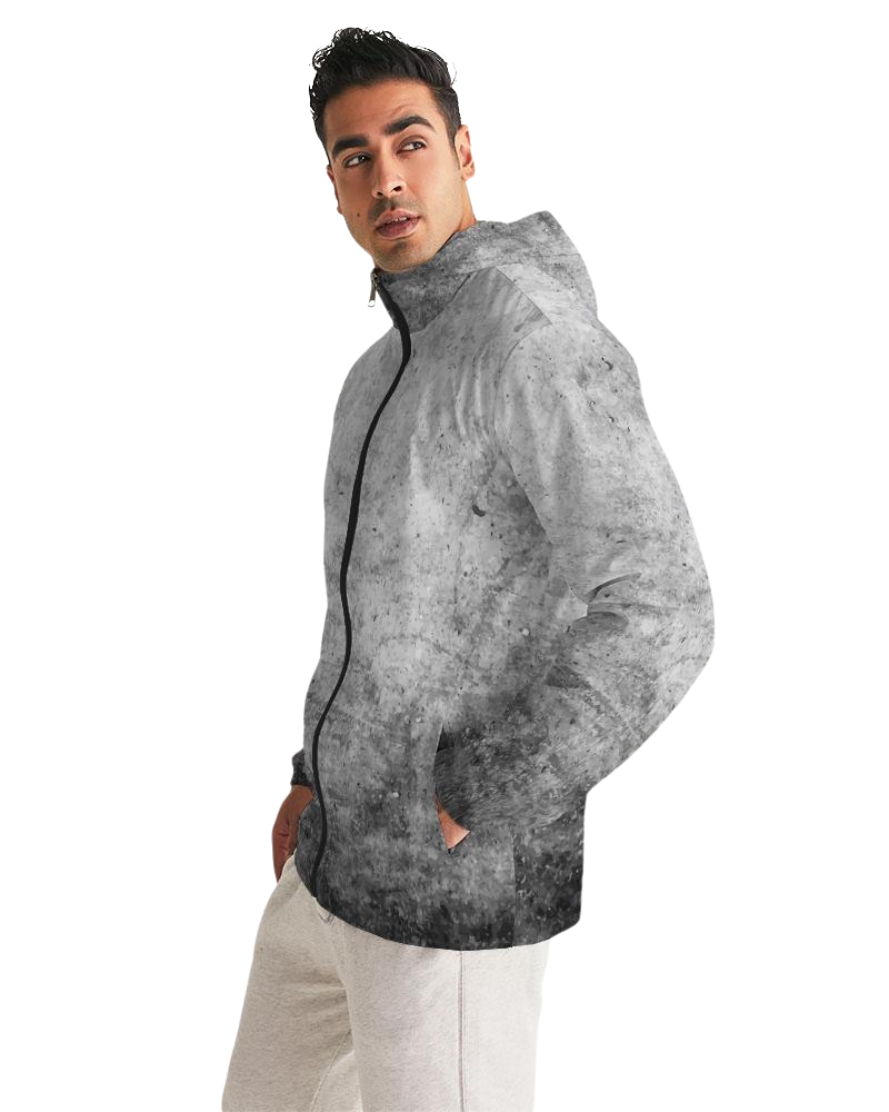 Mens Hooded Windbreaker - Grey Casual/Sports Water Resistant Jacket - JE2P0X